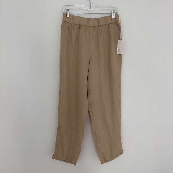 NEW Haven Well Within Womens L Beige 100% Linen Ankle Pants Pull On Pockets - Picture 1 of 5